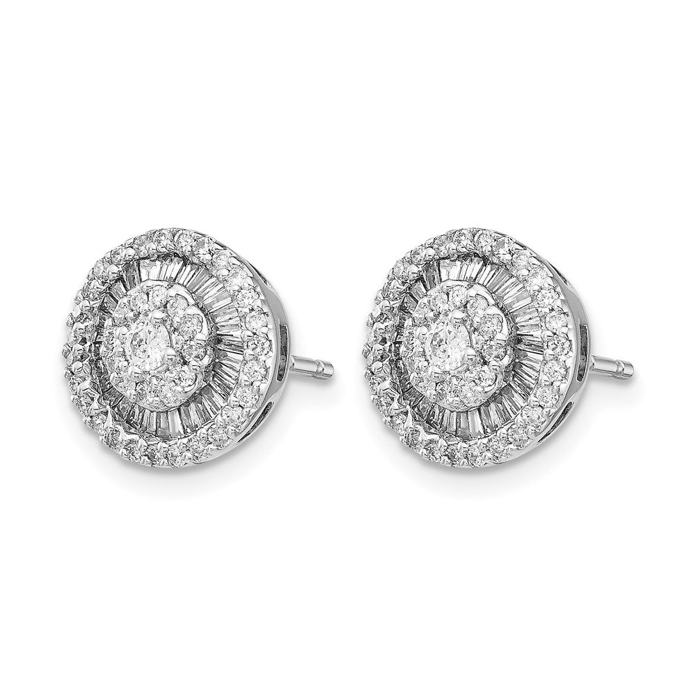 14k White Gold Diamond Cluster Post Earrings