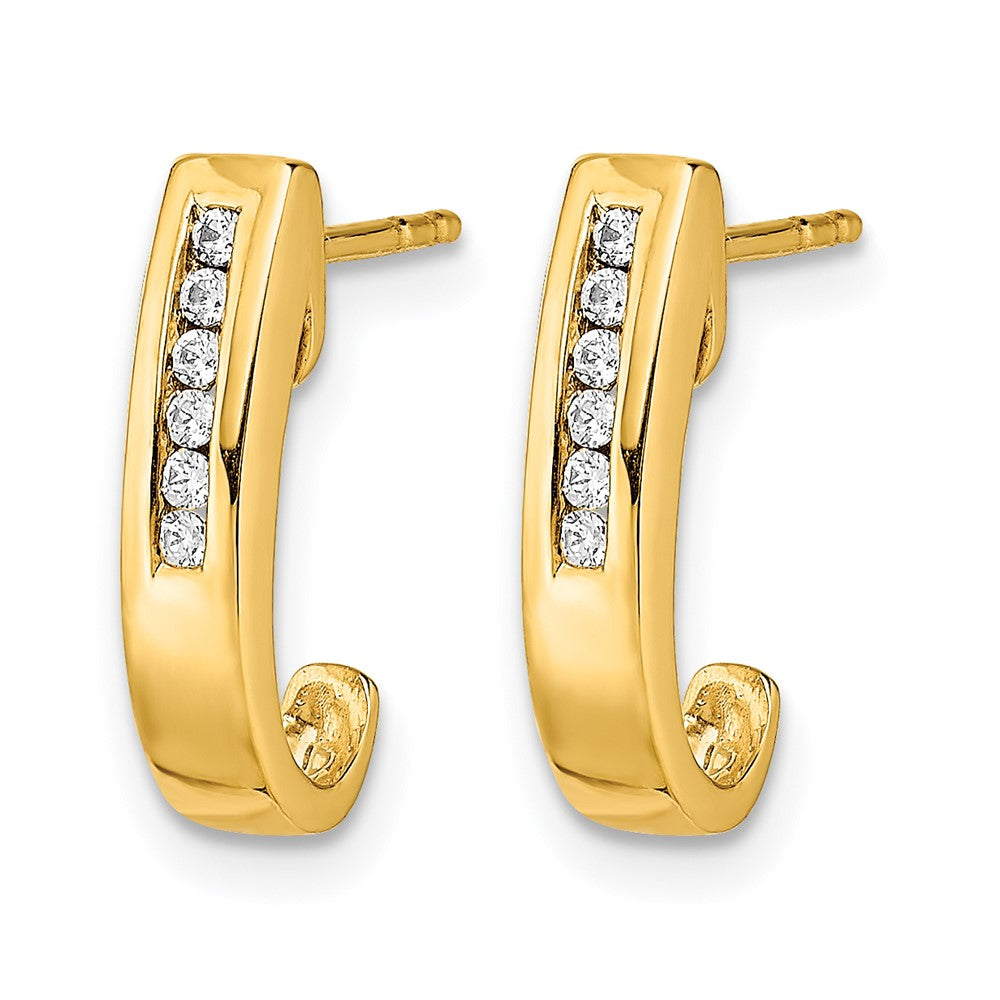 14k Diamond J-Hoop Post Earrings