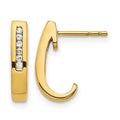 14k Diamond J-Hoop Post Earrings