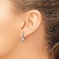 14k White Gold Diamond J-Hoop Post Earrings