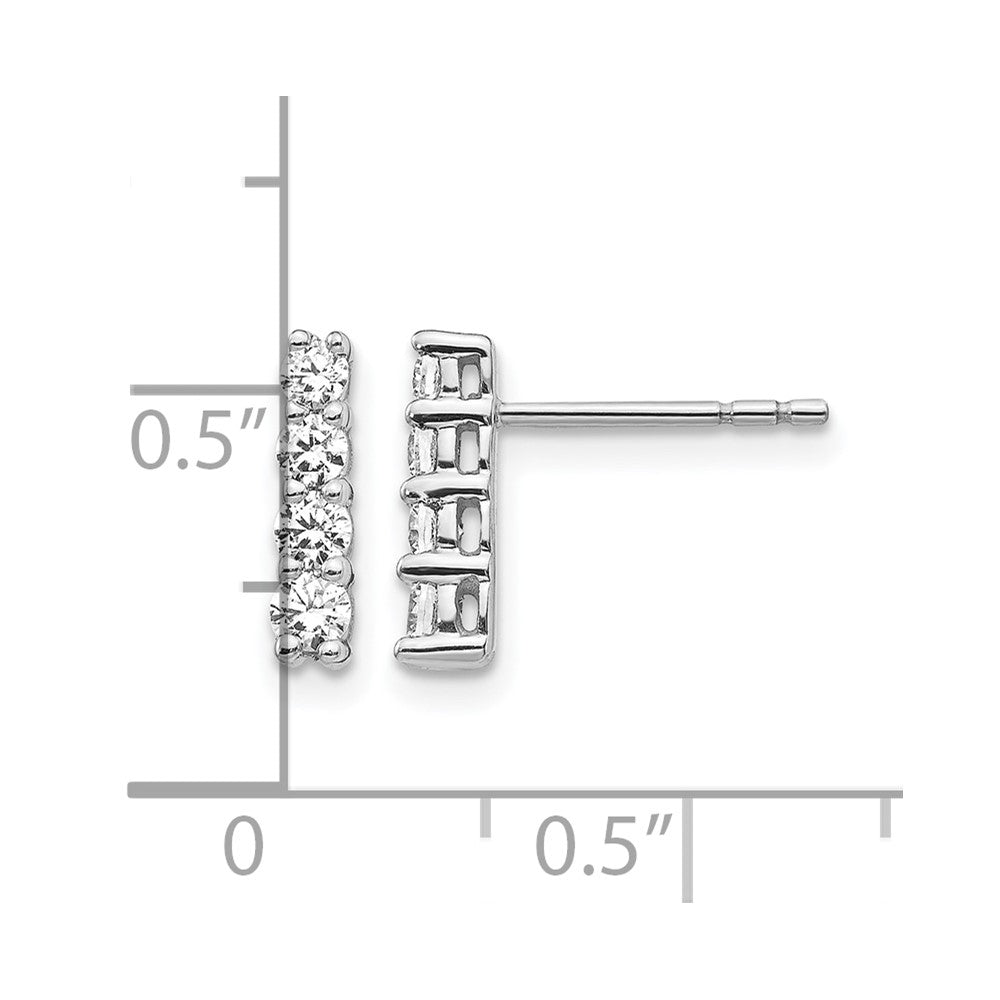 14k White Gold 4-stone Diamond Post Earrings
