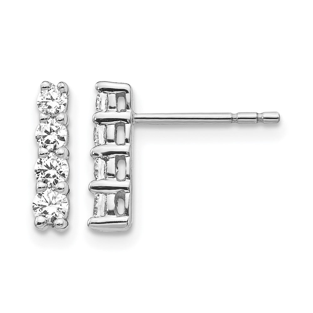 14k White Gold 4-stone Diamond Post Earrings