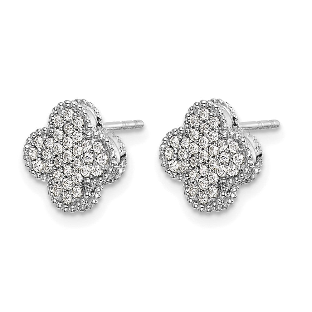 14k White Gold Diamond Quatrefoil Post Earrings