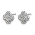 14k White Gold Diamond Quatrefoil Post Earrings