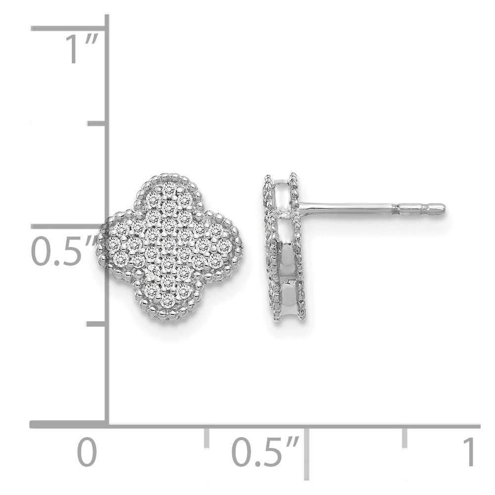 14k White Gold Diamond Quatrefoil Post Earrings