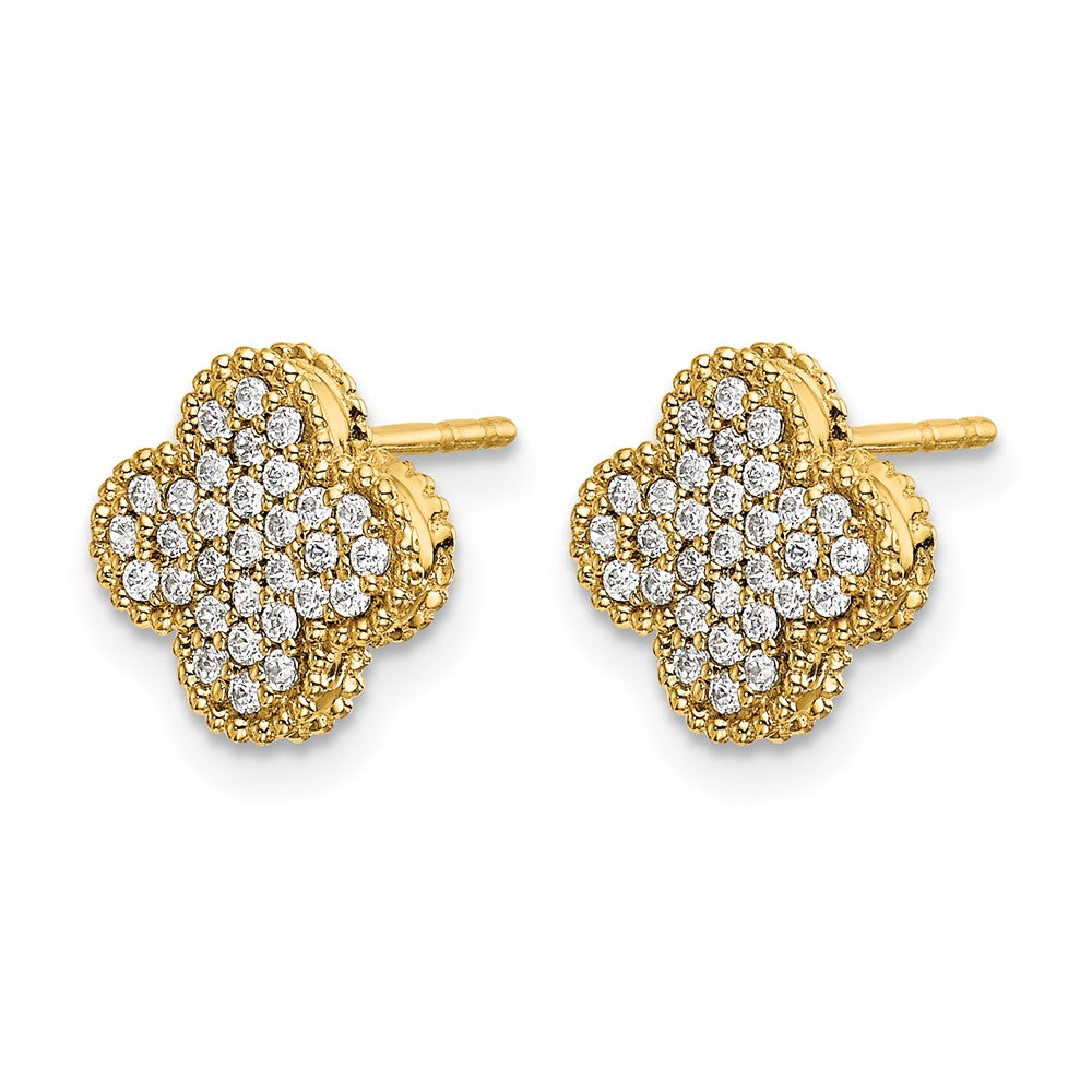 14k Diamond Quatrefoil Post Earrings