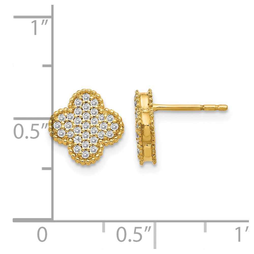 14k Diamond Quatrefoil Post Earrings