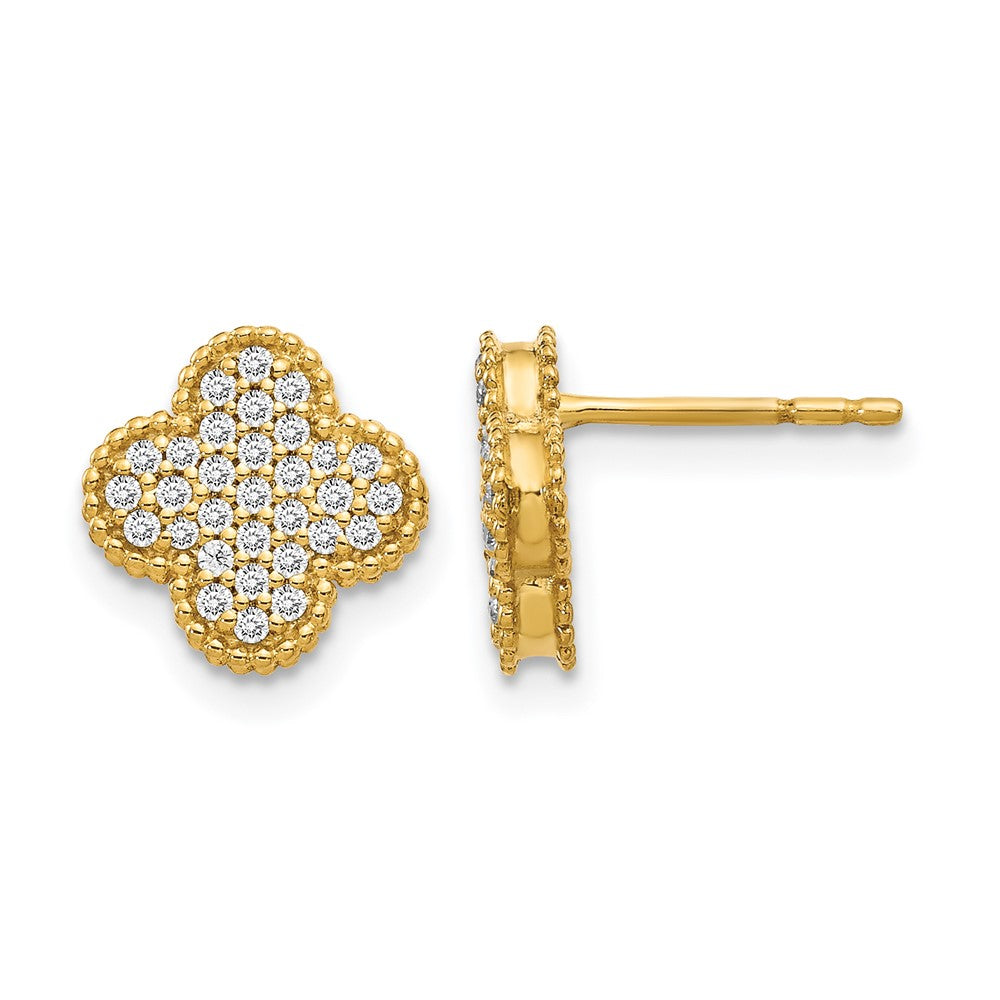 14k Diamond Quatrefoil Post Earrings
