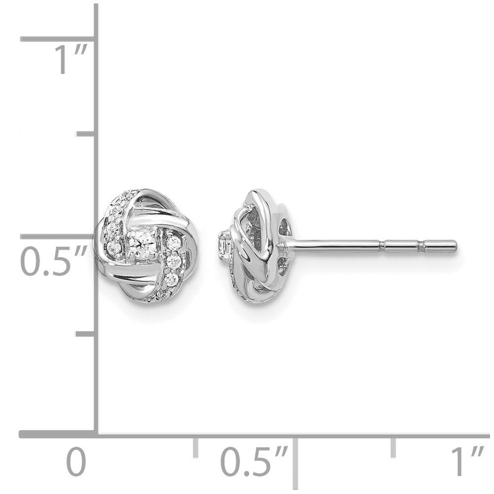 14k White Gold Diamond Knot Post Earrings