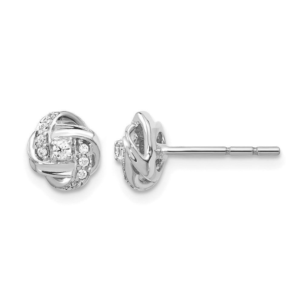 14k White Gold Diamond Knot Post Earrings