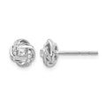 14k White Gold Diamond Knot Post Earrings