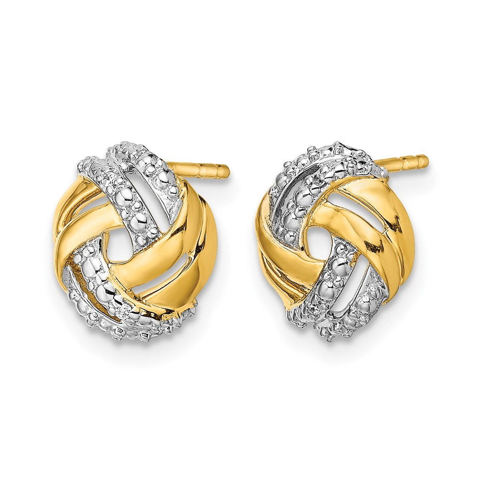 14k Diamond w/Rhodium Accents Round Post Earrings