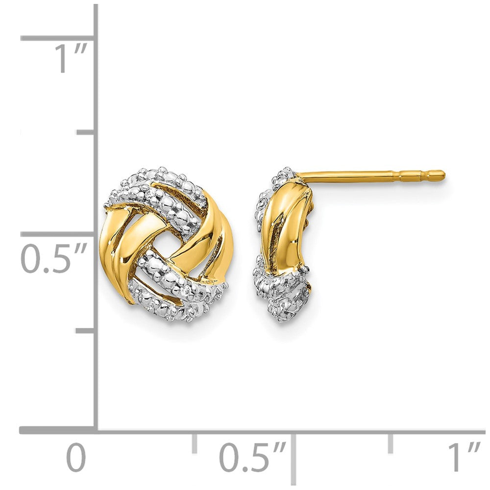 14k Diamond w/Rhodium Accents Round Post Earrings