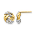 14k Diamond w/Rhodium Accents Round Post Earrings