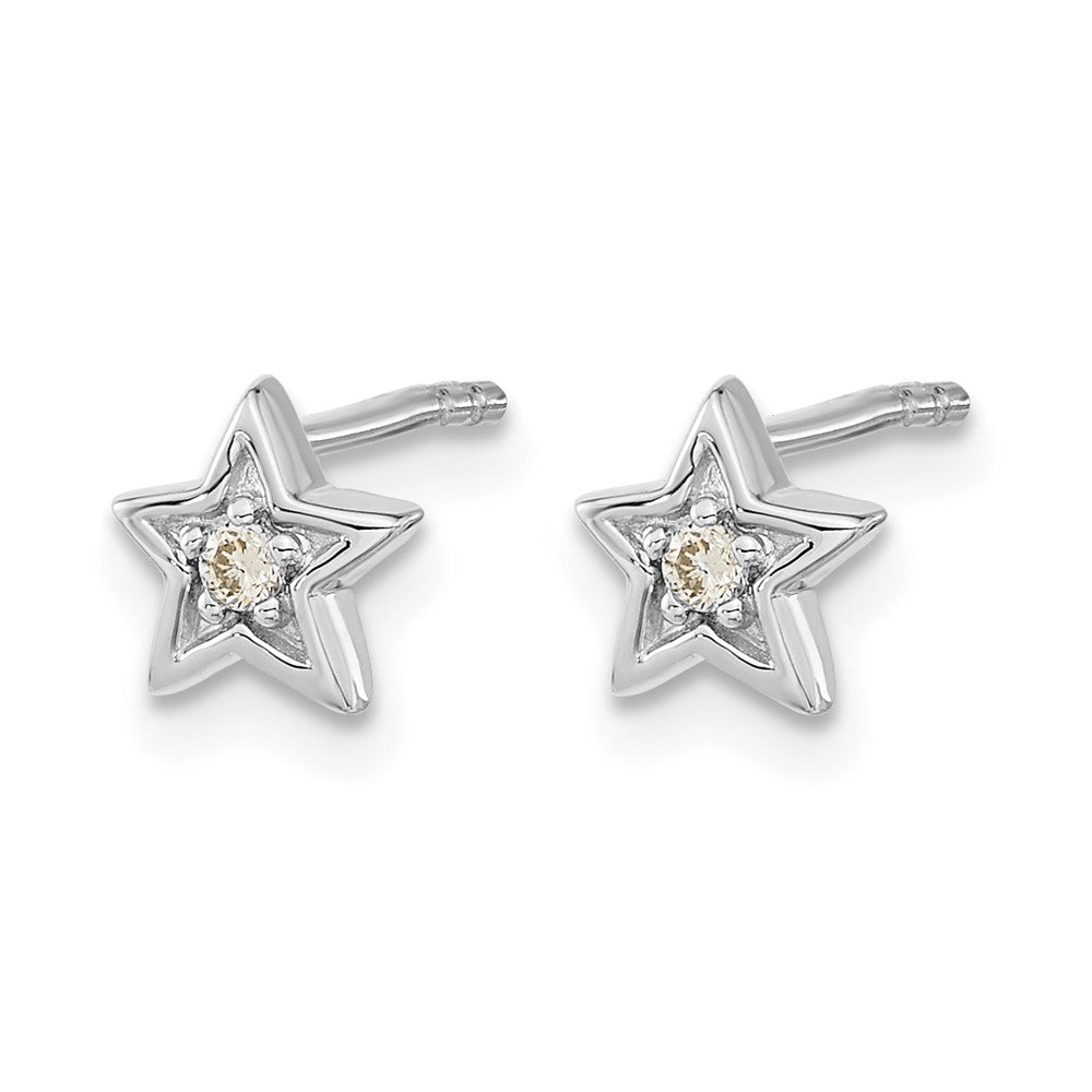 14k White Gold Diamond Star Post Earrings