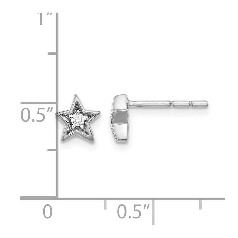 14k White Gold Diamond Star Post Earrings