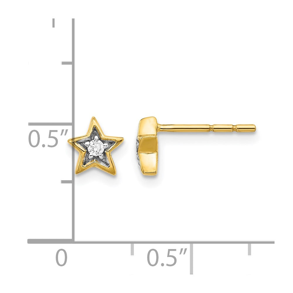 14k Gold Diamond Star Post Earrings