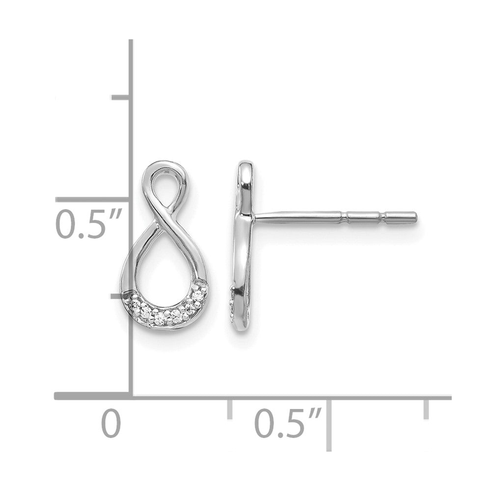 14k White Gold Diamond Twisted Post Earrings