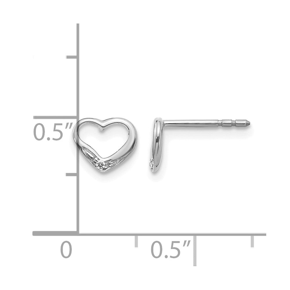 14k White Gold Diamond Heart Post Earrings