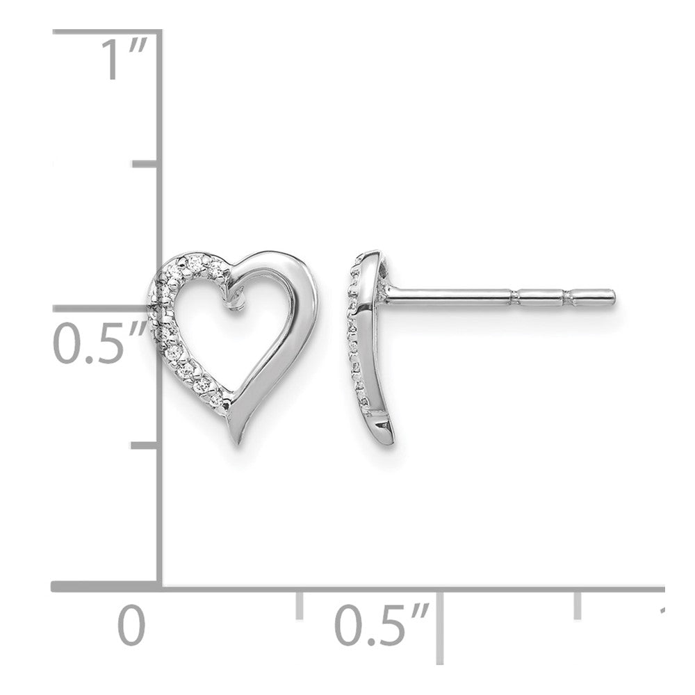 14k White Gold Diamond Heart Earrings