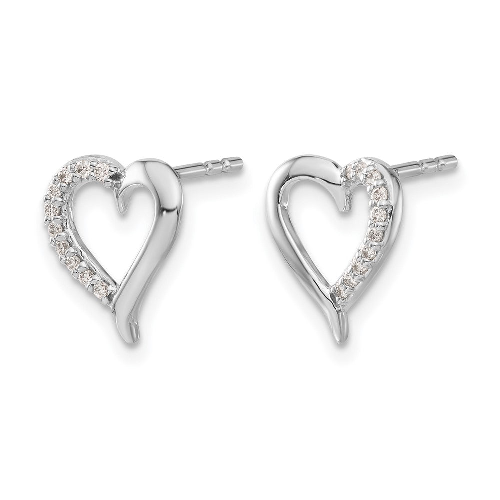 14k White Gold Diamond Heart Earrings