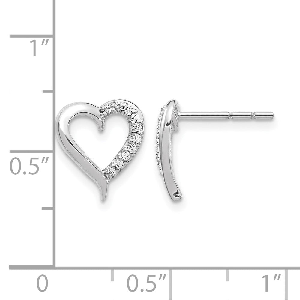 14k White Gold Diamond Heart Earrings