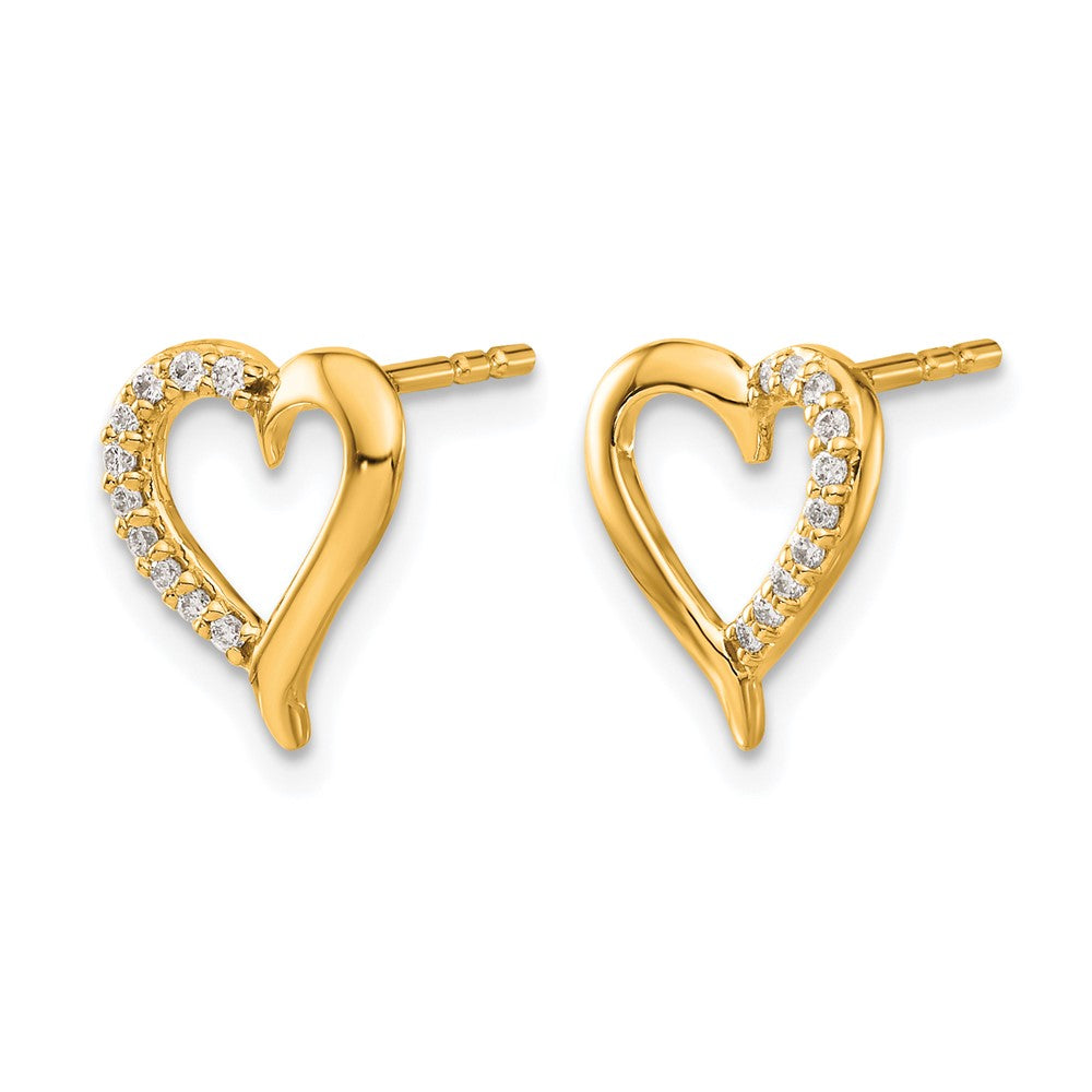 14k Gold Diamond Heart Post Earrings