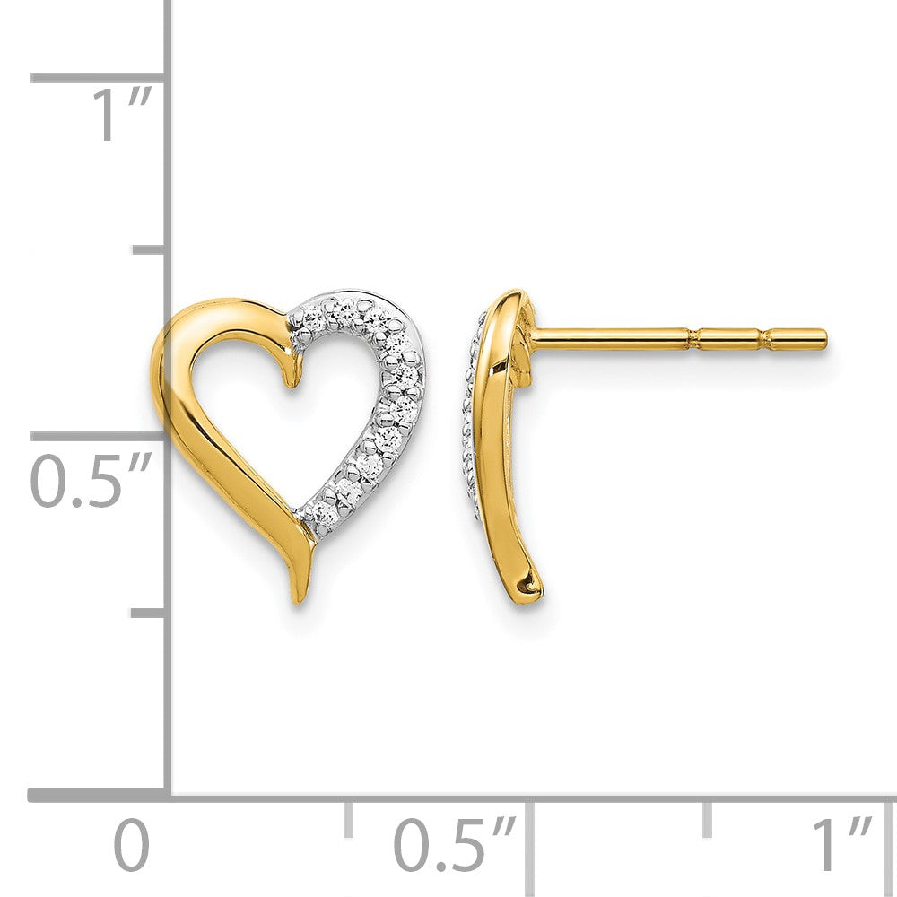 14k Gold Diamond Heart Post Earrings