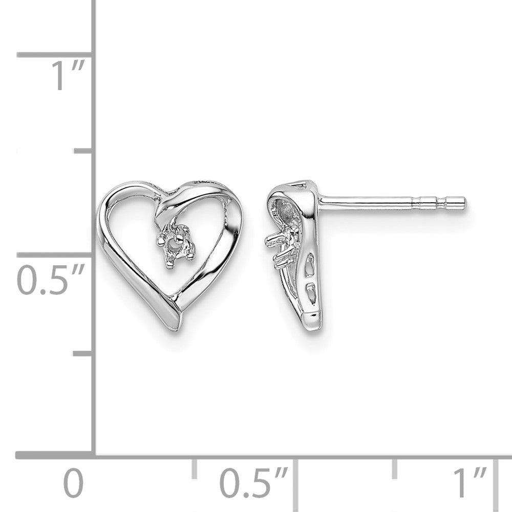 14k White Gold Fancy Diamond Heart Earring Mountings