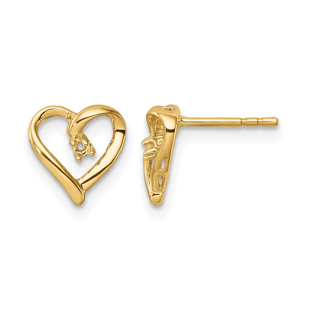 14k Fancy Diamond Heart Earring Mountings