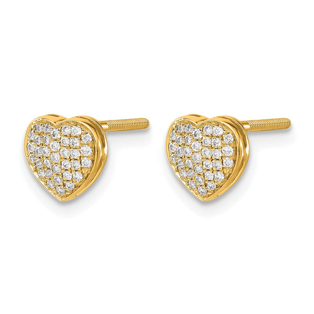 14k Diamond Heart Screw Back Post Earrings