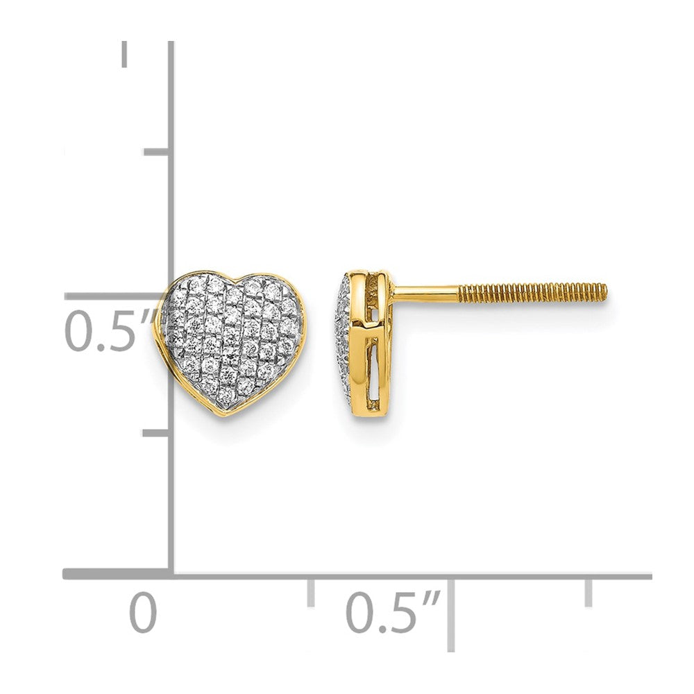 14k Diamond Heart Screw Back Post Earrings