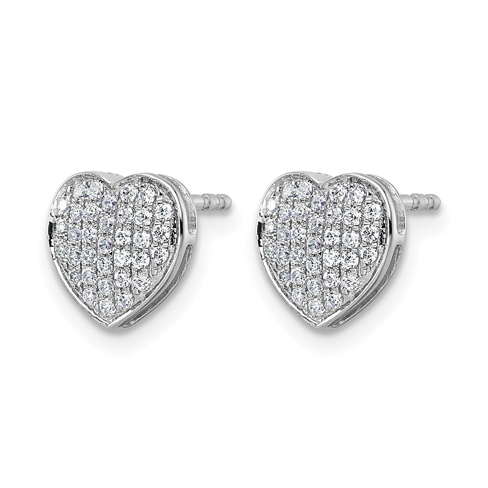 14k White Gold Diamond Heart Post Earrings