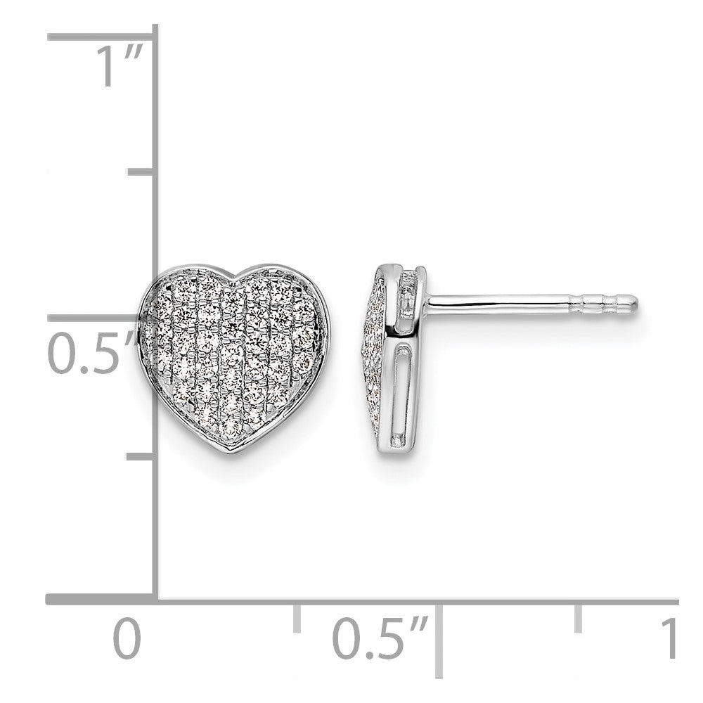 14k White Gold Diamond Heart Post Earrings