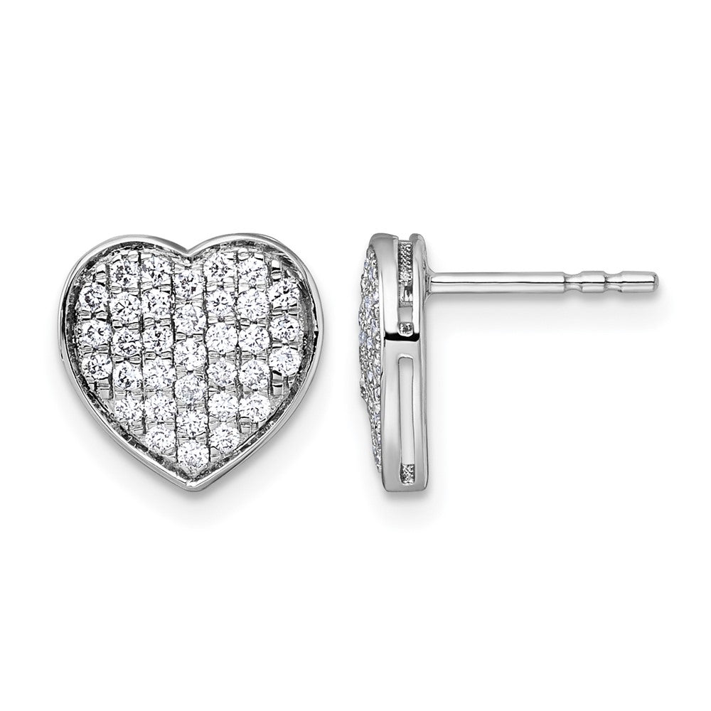 14k White Gold 1/2ct. Diamond Heart Post Earrings