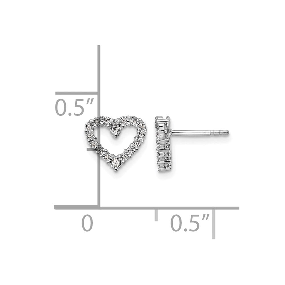 14k White Gold Diamond Heart Earrings