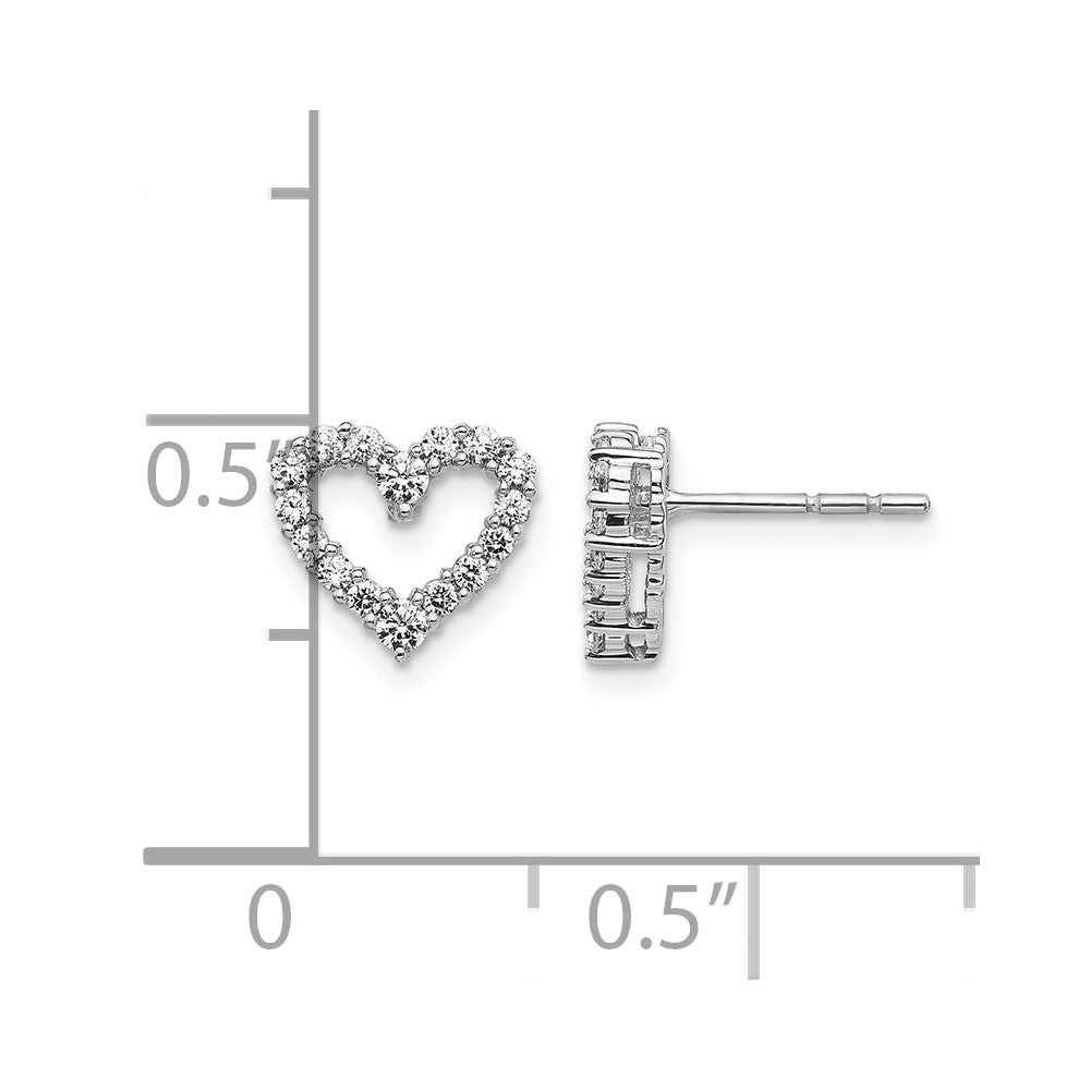 14k White Gold Diamond Heart Earrings