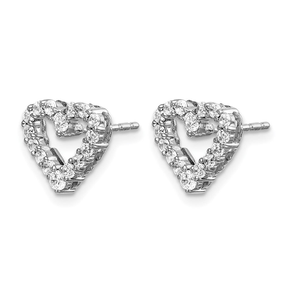14k White Gold Diamond Heart Earrings