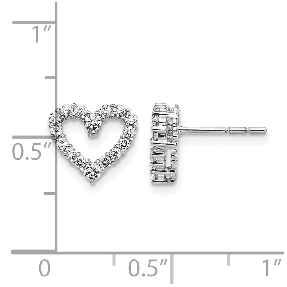14k White Gold Diamond Heart Earrings