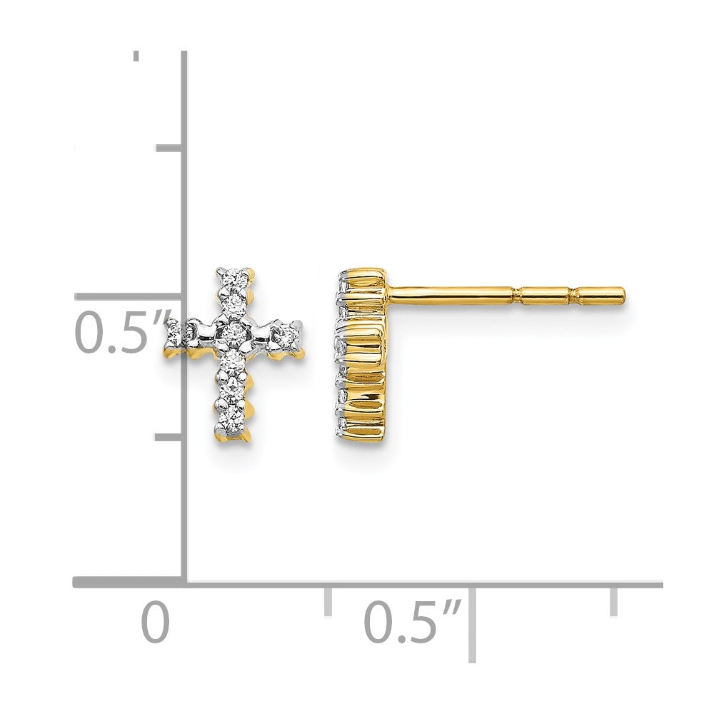 10k Gold Polished Diamond Cross Post Earrings