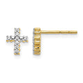 10k Gold Polished Diamond Cross Post Earrings