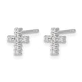 14k White Gold Polished Diamond Cross Post Earrings