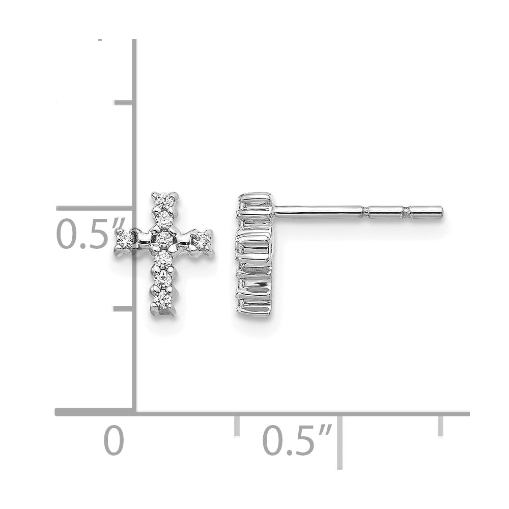14k White Gold Polished Diamond Cross Post Earrings