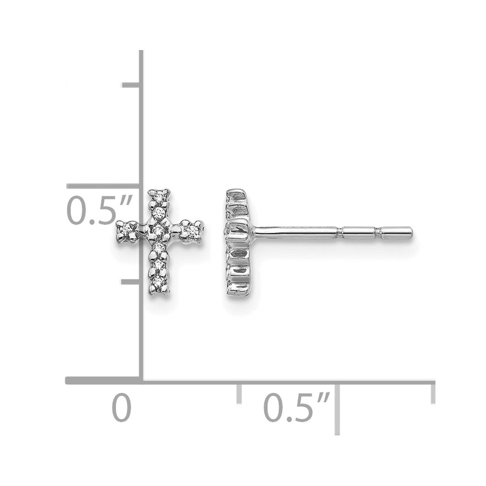 14k White Gold Polished Diamond Cross Post Earrings