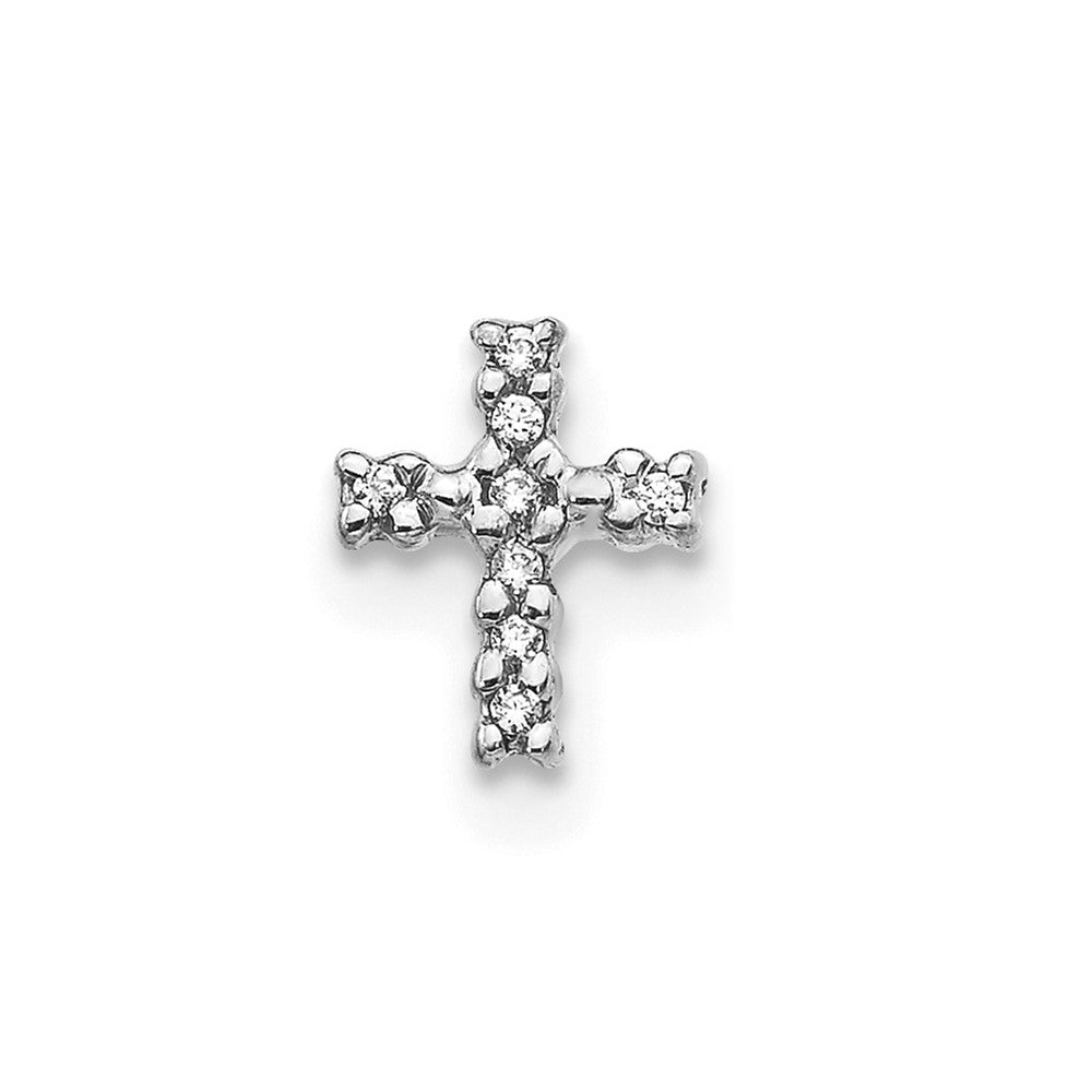 Single 14k White Gold Polished Diamond Cross Post Earring