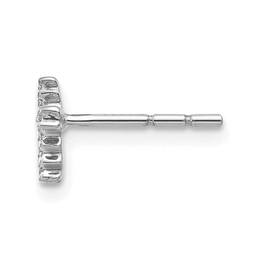 Single 14k White Gold Polished Diamond Cross Post Earring