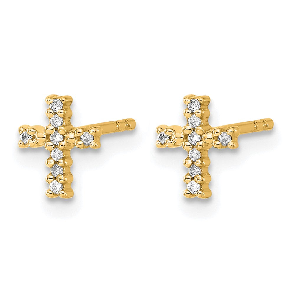 14k w/Rhodium Diamond Cross Post Earrings