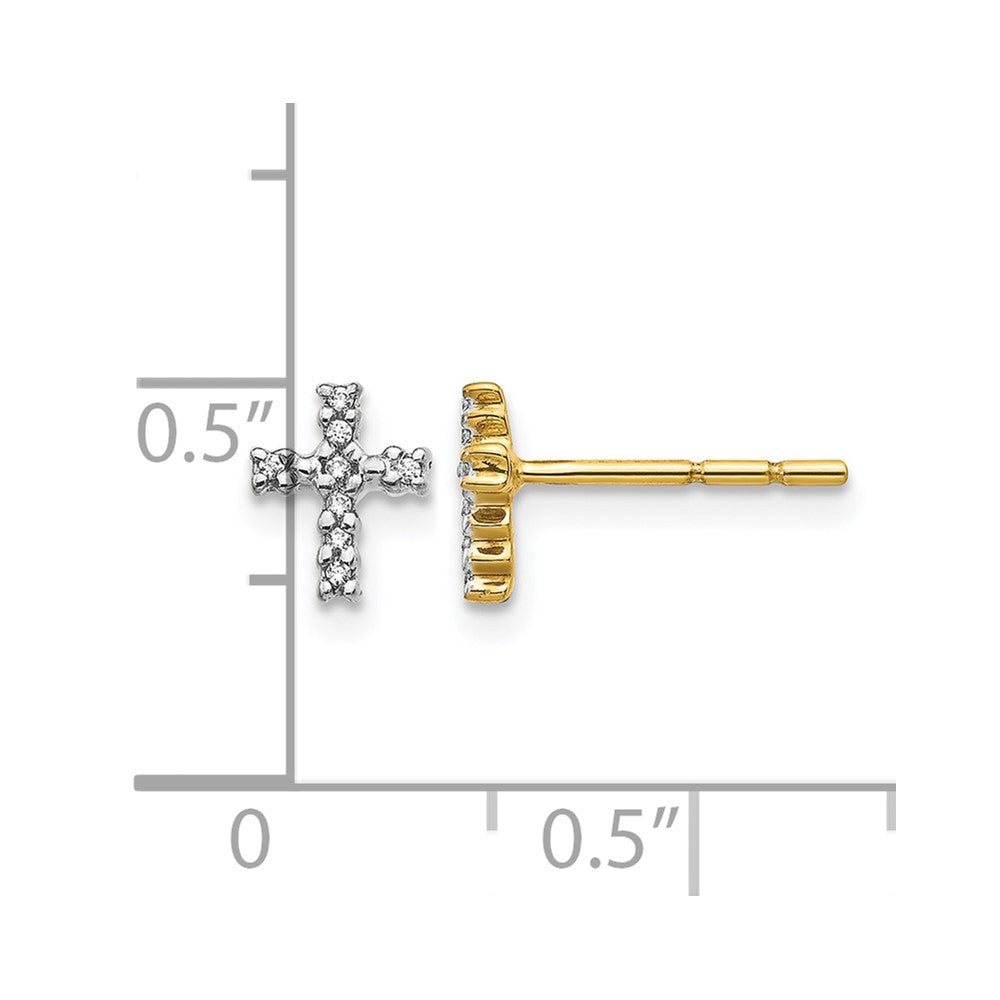 14k w/Rhodium Diamond Cross Post Earrings