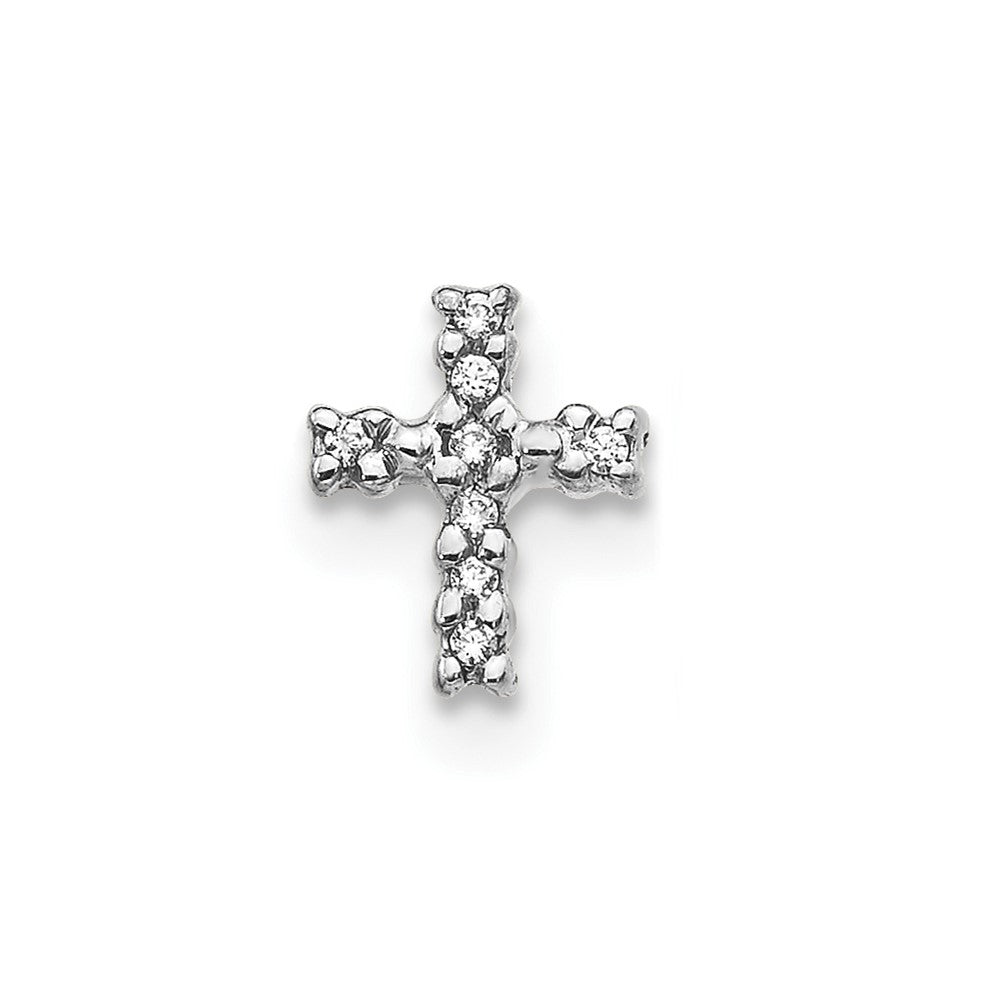 Single 14k w/Rhodium Diamond Cross Post Earring