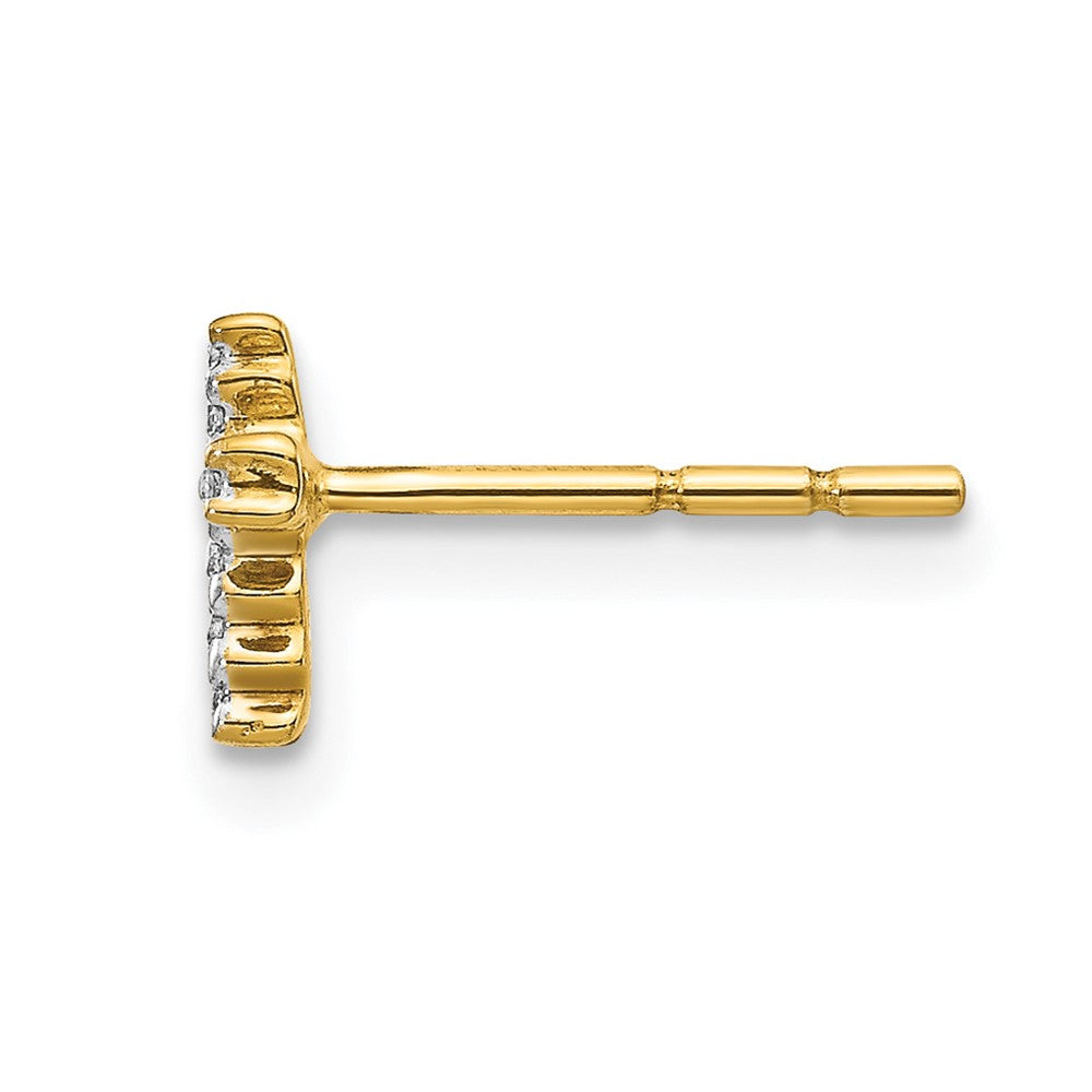 Single 14k w/Rhodium Diamond Cross Post Earring